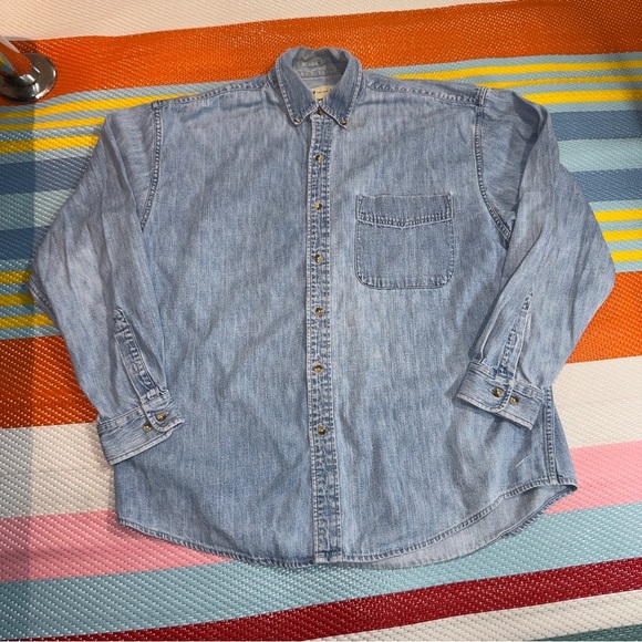 Eddie Bauer Blue Denim L/S Shirt Men’s Size Large - Picture 1 of 3
